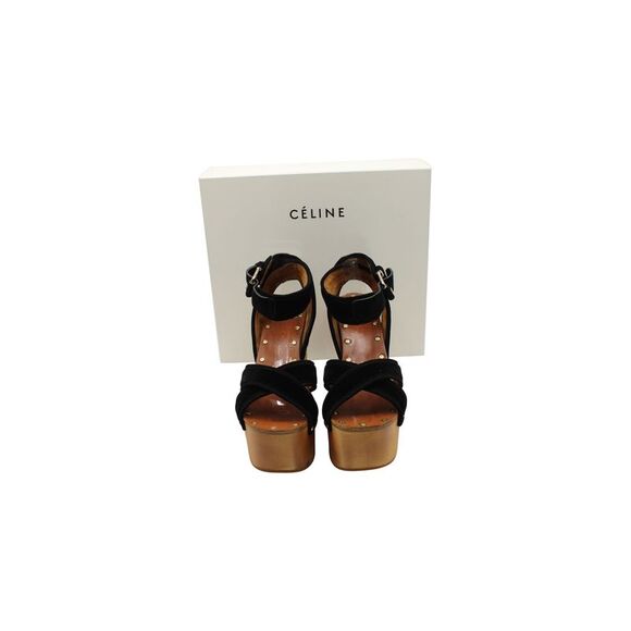 Celine Phoebe Platform Wedge Sandals in Brown Wood - Picture 7 of 7
